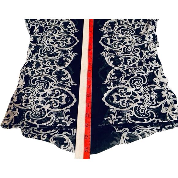 NWT Macys B&W Baroque Mesh Ruched V-Neck Top XL I.N.C. International Concepts - Picture 6 of 9